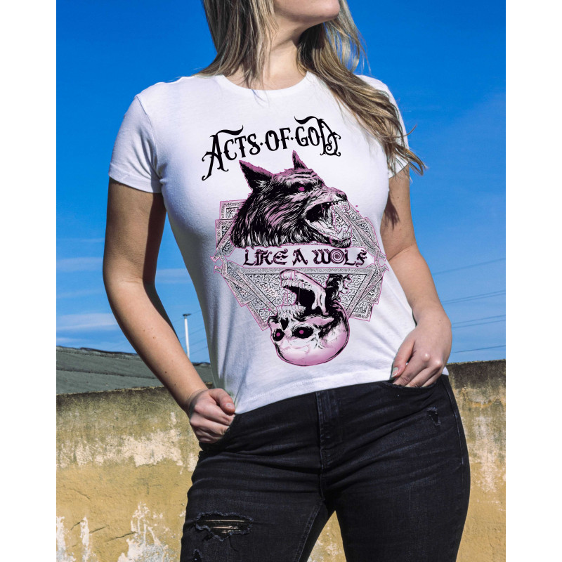 Acts of God "Like a Wolf - Fuchsia" Girlie T-Shirt